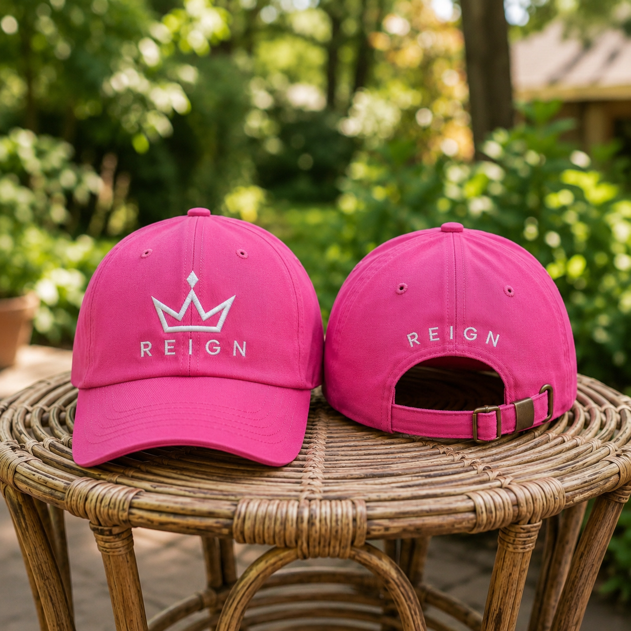 Reign Strapback Hats pink/white